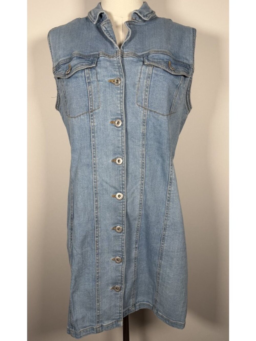 Vintage Y2K  Indigo Rein denim western coastal cowgirl sleeveless mini dress XL